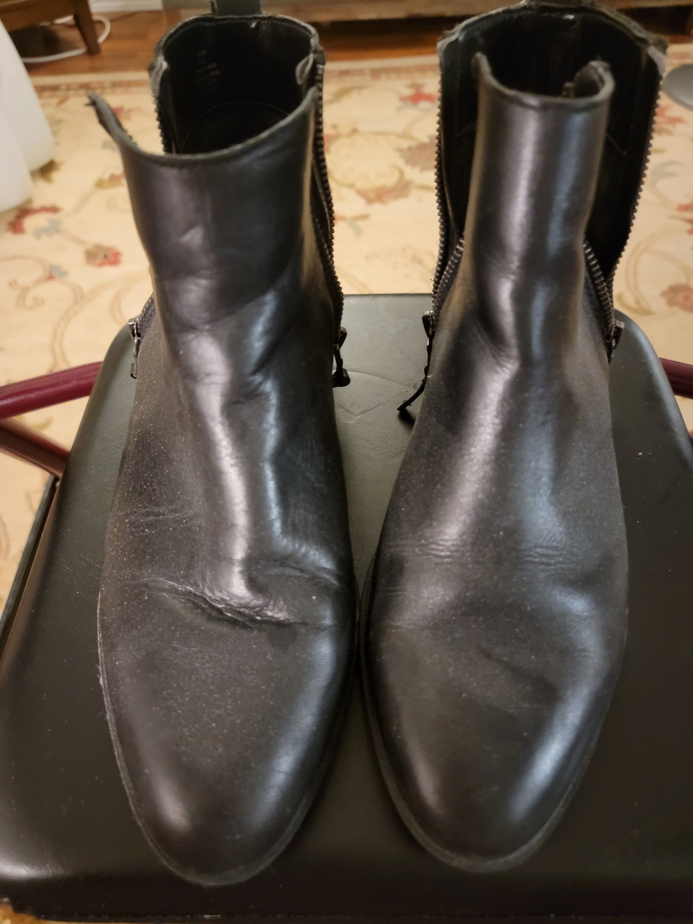Womens Ralph Lauren Black Leather Zip Ankle Boots Sz 11 M